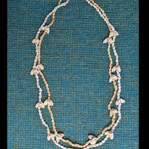 Two Vintage Cowrie and Conch Shell Necklaces Boho Hippie Fairy puka island tiki